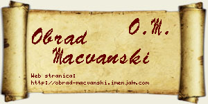 Obrad Mačvanski vizit kartica